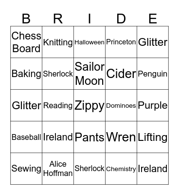 Bridal Shower Bingo Card