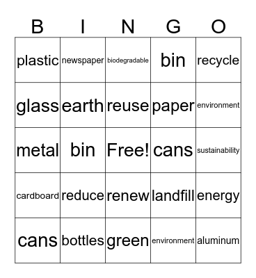 Recycling Bingo Card