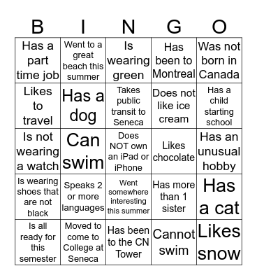 Just having fun Bingo! Bingo Card