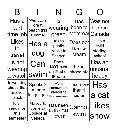 Just having fun Bingo! Bingo Card