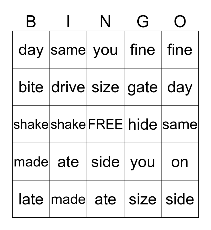 Bitesize bingo