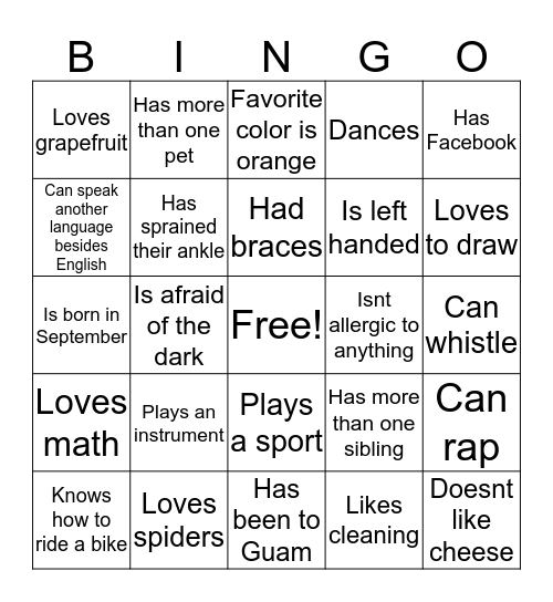 KYOTR BINGO - Find Someone Who... Bingo Card