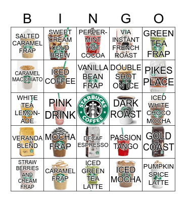 STARBUCKS BINGO NIGHT Bingo Card