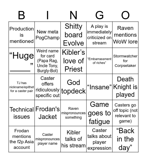 HCT Bingo Card