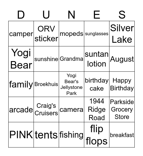 BROEKHUIS BIRTHDAY BASH Bingo Card