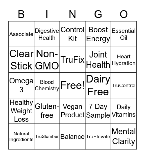 All About U Bingo Card