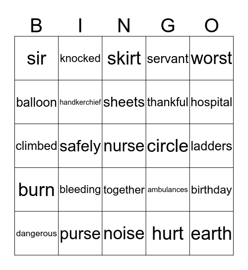 SWE Words Bingo Card