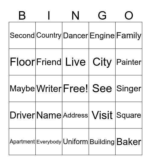 Words#2 Bingo Card