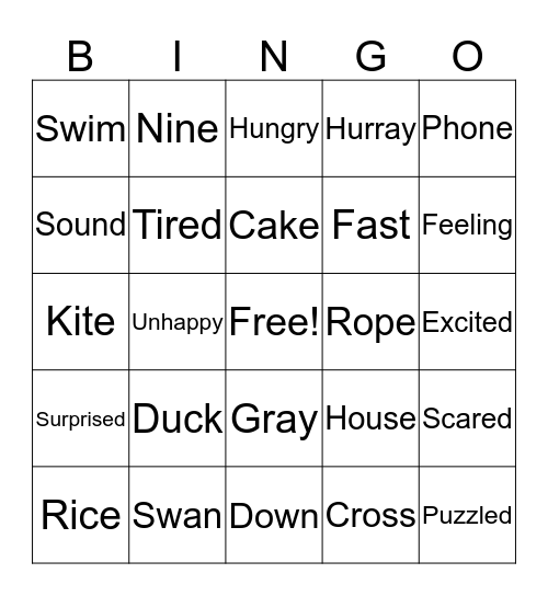 Words#6 Bingo Card