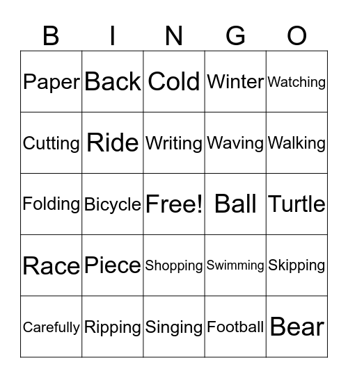 Words#7 Bingo Card