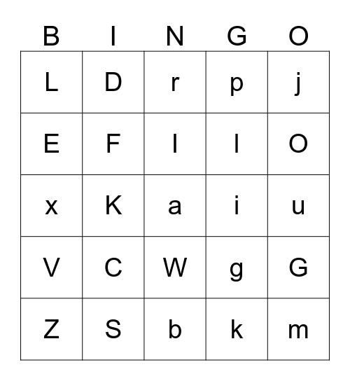 The Alphabet Bingo Card