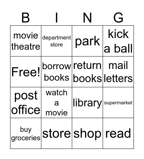 Around Town Bingo Card