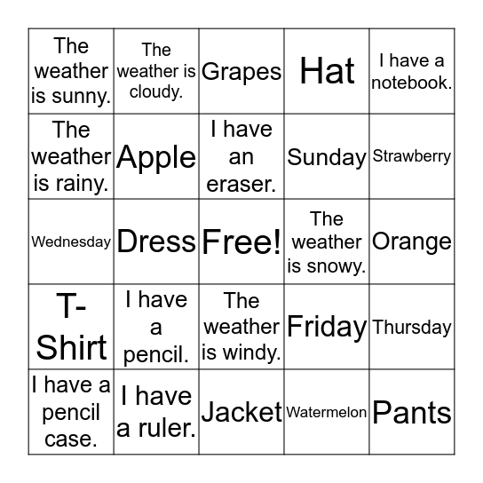 BINGO Card