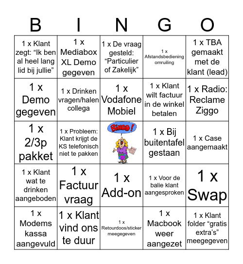Bingo bij de Ziggoot Bingo Card