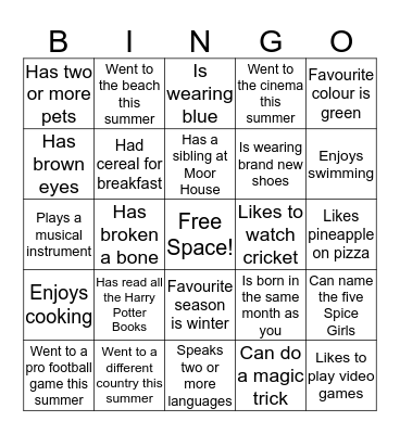 Get to Know Your Tutor Group Bingo! Bingo Card