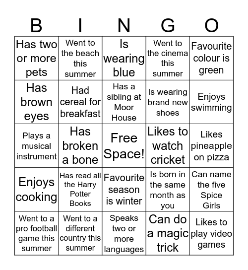 Get to Know Your Tutor Group Bingo! Bingo Card