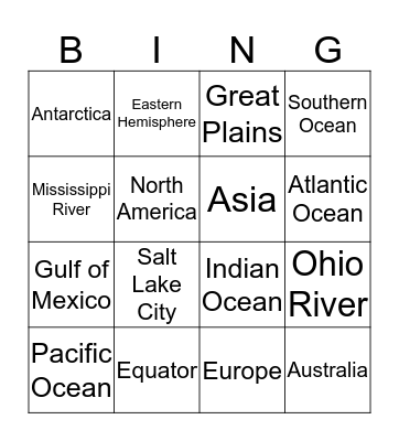 Geography Bingo Card