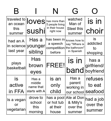 Find someone who... Bingo Card