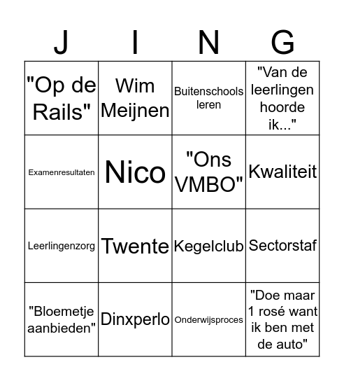 Jingo Bingo Card