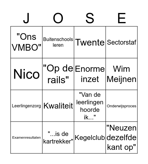 José Bingo Card