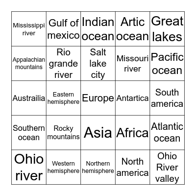 Geography Bingo Card