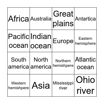 Geography Bingo Card