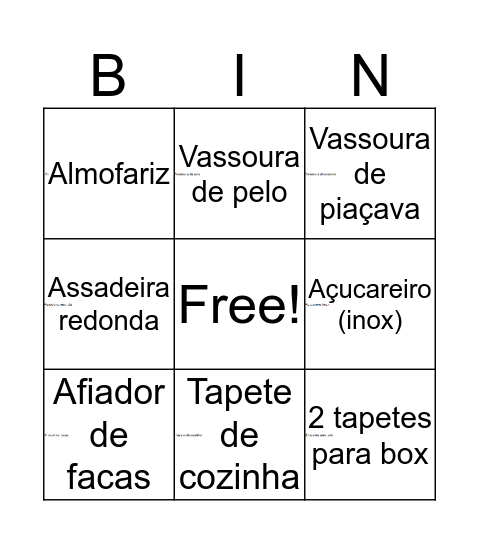 chá de panela dos momos Bingo Card