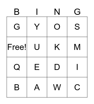 Alphabet Bingo Card