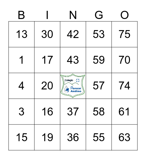 COLEGIO PENSAR ANDINO Bingo Card