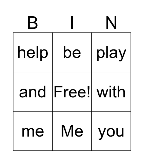 Lesson 1 Sight Words Bingo Card