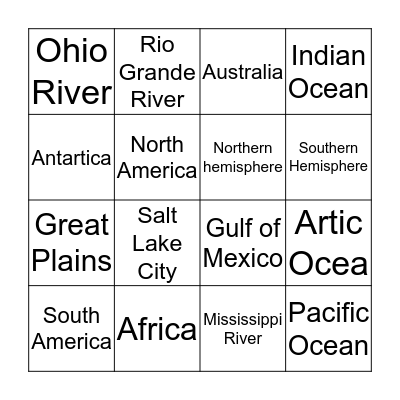 Geography Bingo Card