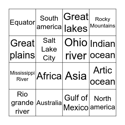 Geography Bingo Card