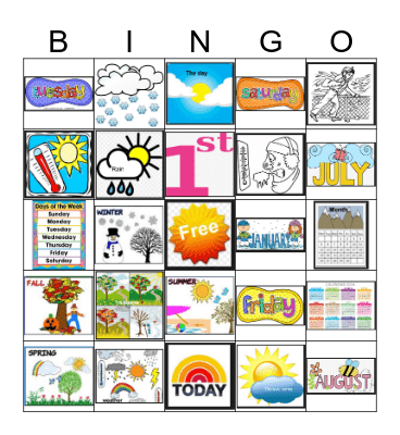 PE ~ Weather & Calendar Bingo Card