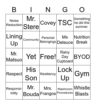 When Mr. Frey Says... Bingo Card