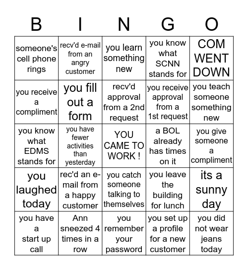 ACCESSORIAL TEAM BINGO Card