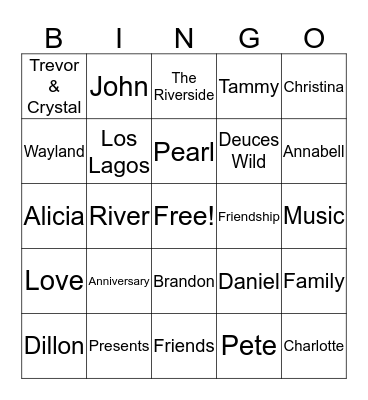 Deborah & Greg Bingo Card