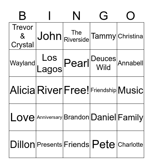Deborah & Greg Bingo Card