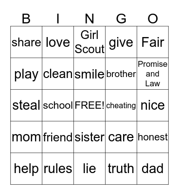 My Promise My Faith Bingo Card