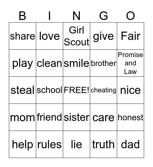 My Promise My Faith Bingo Card