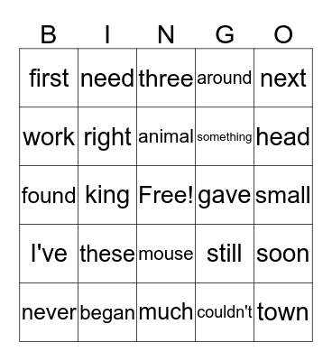 lists 14,15 & 16 Bingo Card