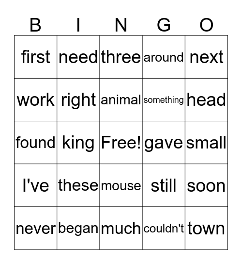 lists 14,15 & 16 Bingo Card