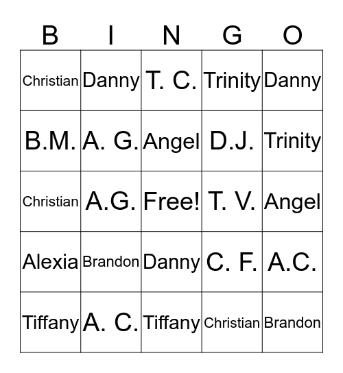 Our Class  Bingo Card