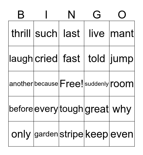 Lists17 & 18 Bingo Card