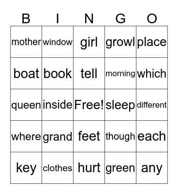 Lists 19 & 20 Bingo Card