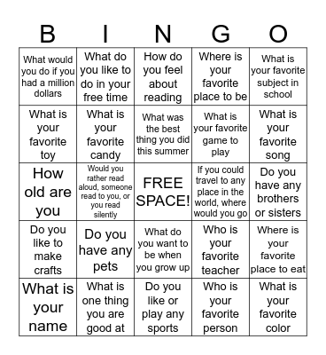 Icebreaker Bingo Card