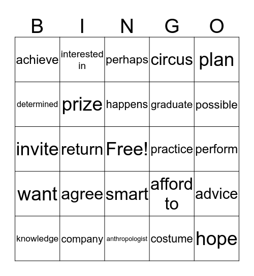 Pathways Foundations RW - Unit 4 Bingo Card