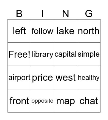 Vocab List 2 Bingo Card