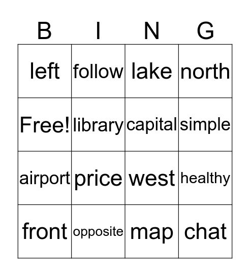 Vocab List 2 Bingo Card