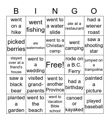 First Day of School Scavenger Hunt  Bingo Card