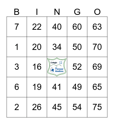 COLEGIO PENSAR ANDINO Bingo Card